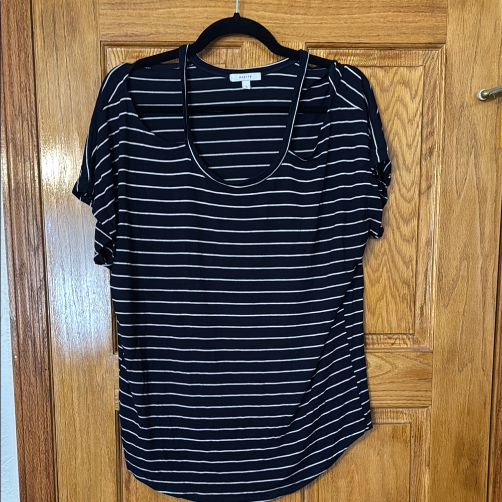 Stella & Dot Navy and White Striped Top